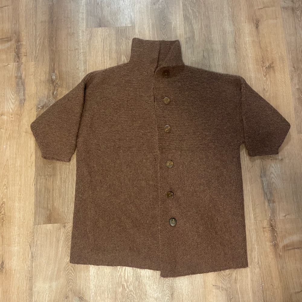Handmade Brown Button-Up Wool Cardigan